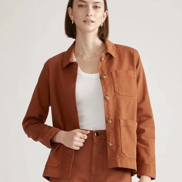 NWT Quince Organic Comfort Stretch Chore Jacket in Rust Size XL - Picture 1 of 11